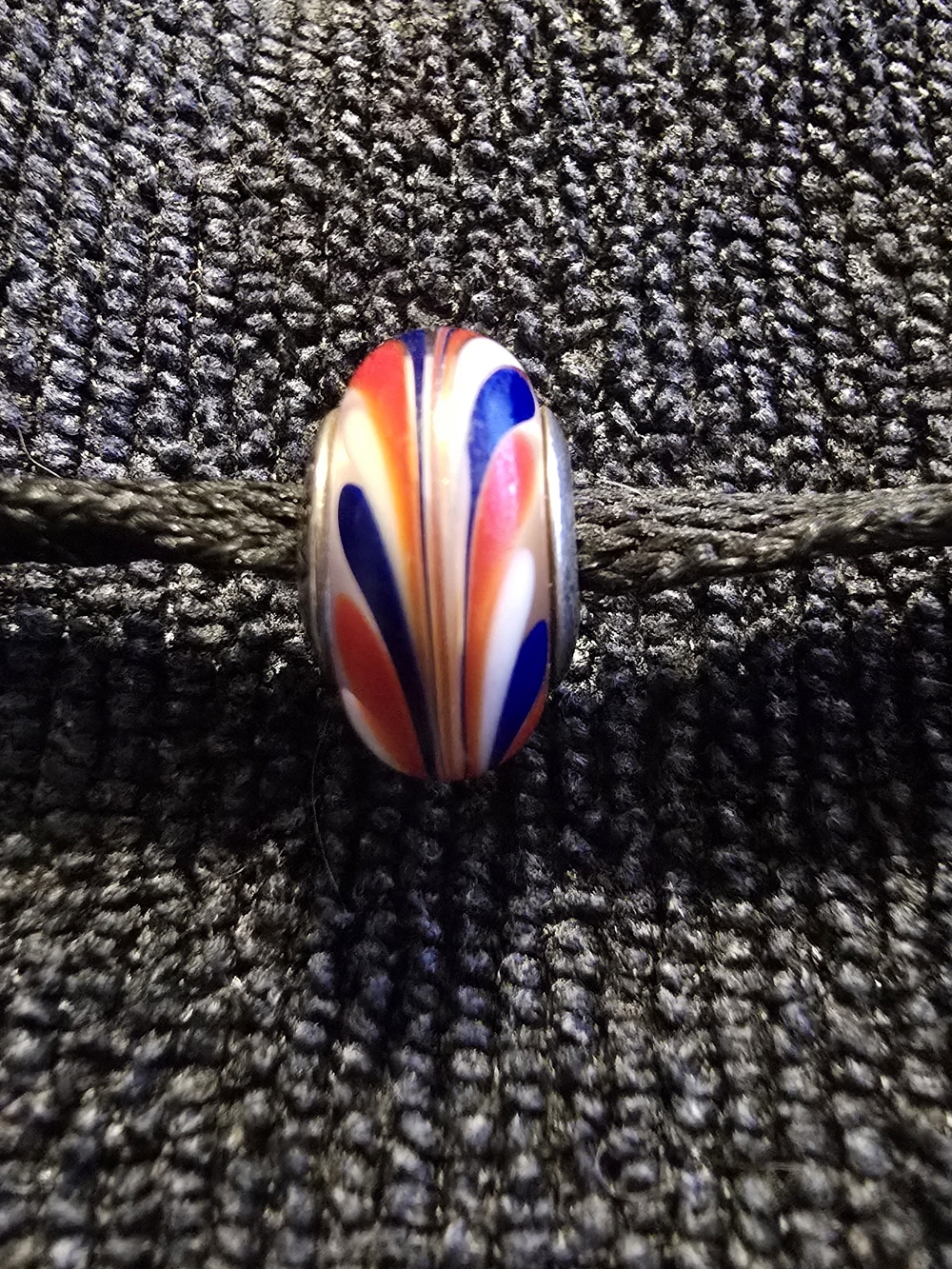 Pandora Red, White & Blue Swirl Murano Glass Charm - Picture 3 of 4